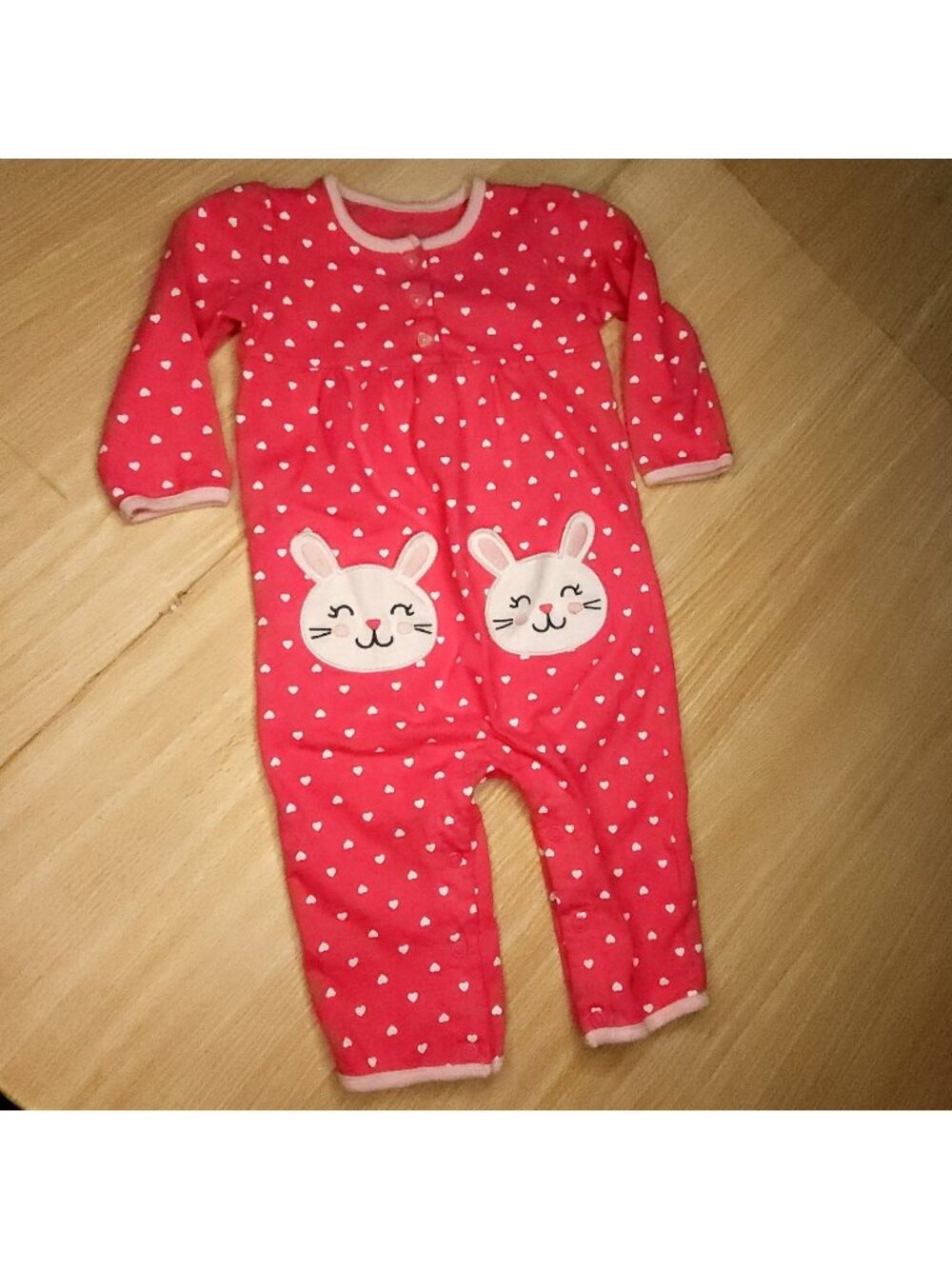 Carter's Infant Girls Pink White Polka-dot Romper 12 Months